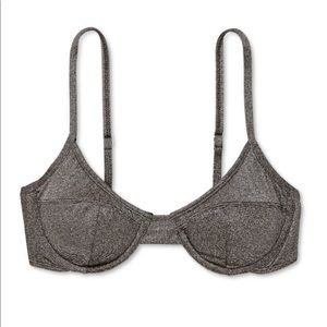 Juniors' Metallic Textured Underwire Bikini Top